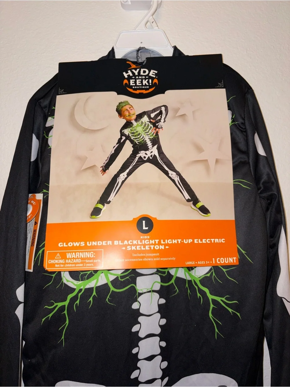 NWT Hyde & EEK Light Up Skeleton Costume Kids Large 10-12 Halloween
